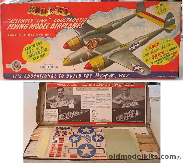 Joe Ott Lockheed P-38 Lightning Bild-A-Set 36 inch Wingspan, 104 plastic model kit